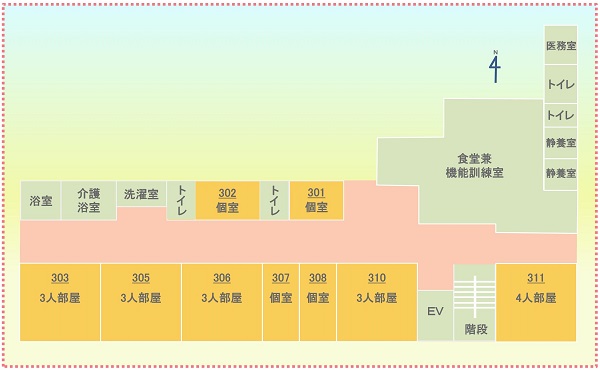 ショートステイ(短期入所生活介護)あんずレイアウト図